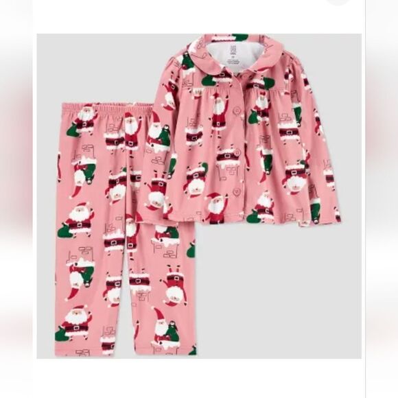 Nwt Carter's Just One You Girls' SantaCoat Pajama Set - Picture 1 of 6